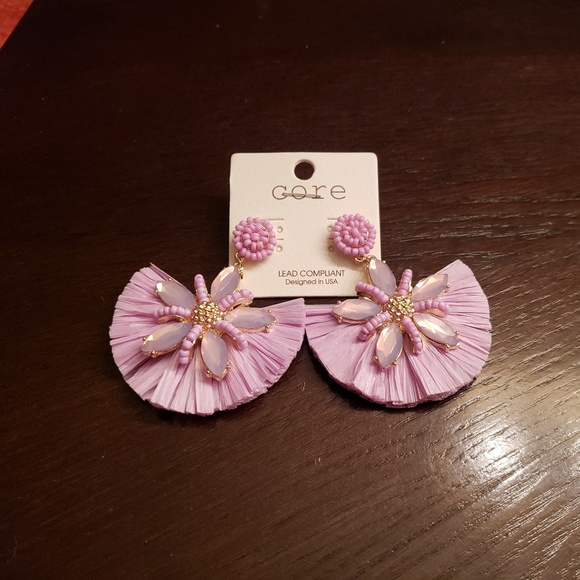 NWT Statement Flower Tassel Post Earrings - Lavender - Picture 3 of 4